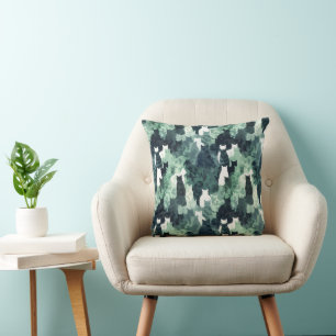 Green Cats Camouflage Muster Kissen