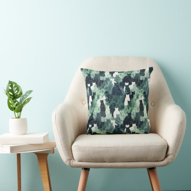 Green Cats Camouflage Muster Kissen (Stuhl )