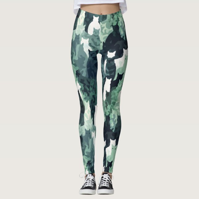 Green Cats Camouflage Muster Leggings (Vorderseite)