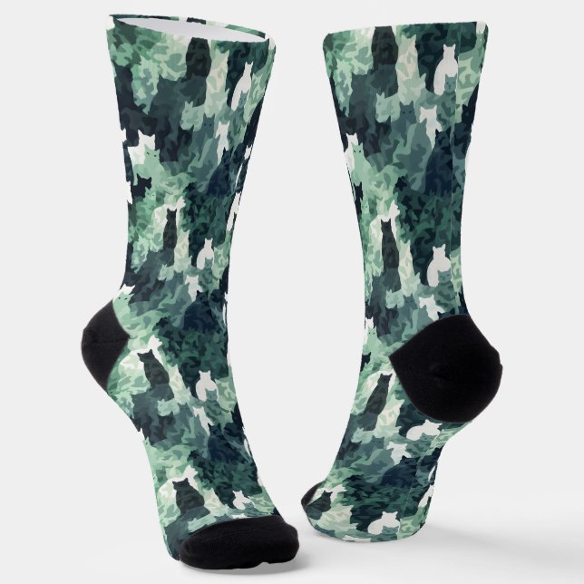Green Cats Camouflage Muster Socken (Gewinkelt)