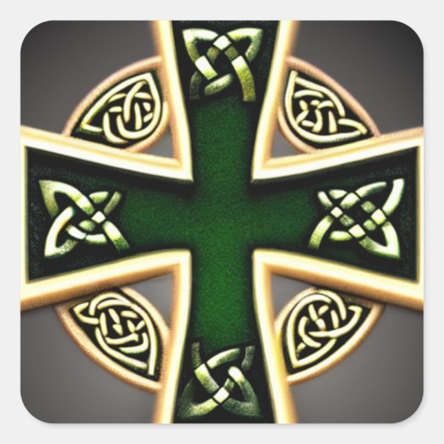 Green Celtic Cross Aufkleber (Vorderseite)