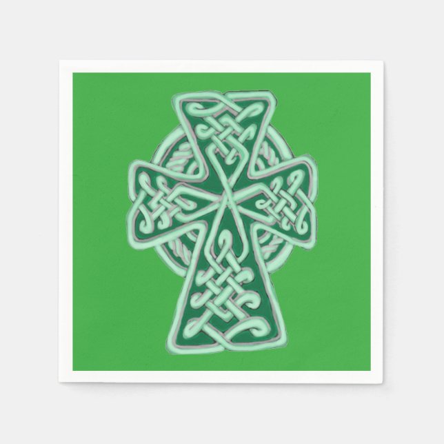 Green Celtic Cross Napkins Serviette (Vorderseite)