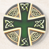 Green Celtic Cross Sandstone Untersetzer