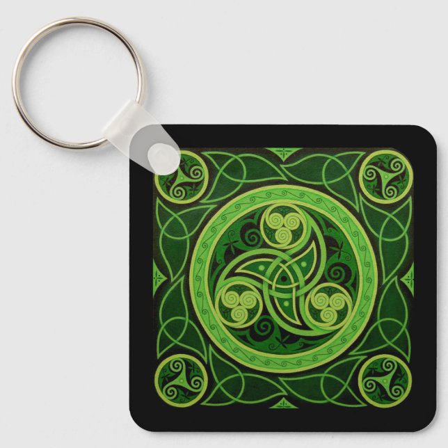 Green Celtic Design Schlüsselanhänger (Vorderseite)