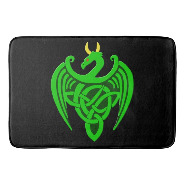 Green Celtic Dragon Bath Mat Badematte (Vorderseite)