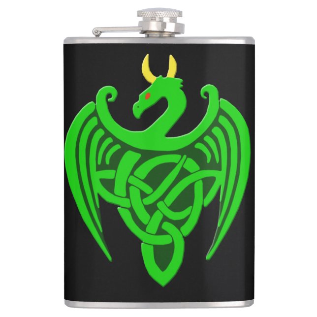 Green Celtic Dragon Flask Flachmann (Vorderseite)