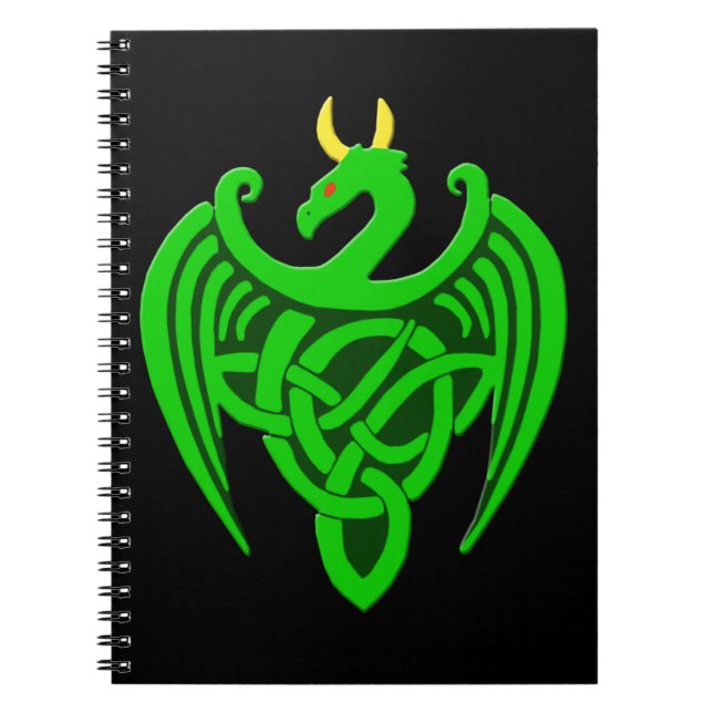 Green Celtic Dragon Notebook Notizblock (Vorderseite)