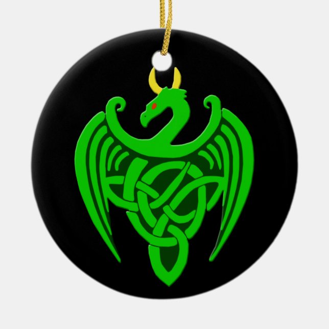 Green Celtic Dragon Ornament (Vorne)