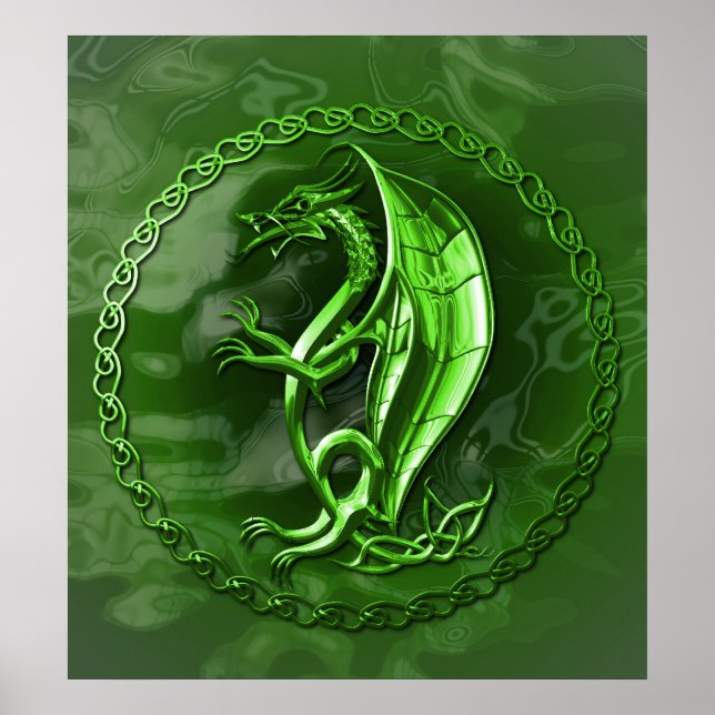 Green Celtic Dragon Poster (Vorne)