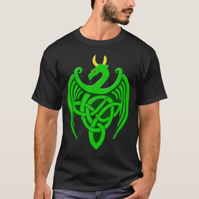 Green Celtic Dragon T Shirt (Vorderseite)