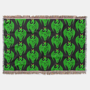Green Celtic Dragon Throw Blanket Decke