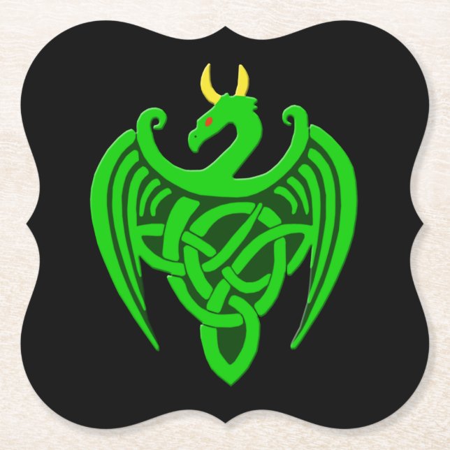 Green Celtic Dragon Untersetzer (Vorderseite)