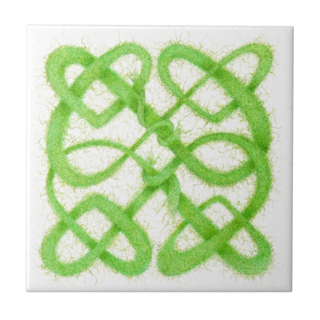 GREEN CELTIC KNOT 4,25" Keramik Tile Fliese (Vorderseite)