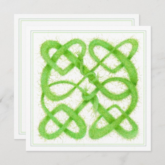 GREEN CELTIC KNOT 5,25" Square Flat Card Karte (Vorne/Hinten)