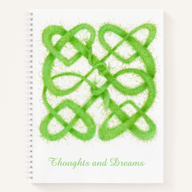 GREEN CELTIC KNOT 8.5x11 Spiral Notebook Notizbuch (Vorderseite)