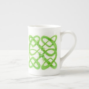 GREEN CELTIC KNOT Bone China Tasse