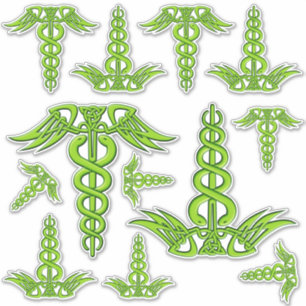 Green Celtic Knot Caduceus Aufkleber