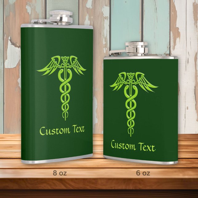 Green Celtic Knot Caduceus Flachmann (Von Creator hochgeladen)