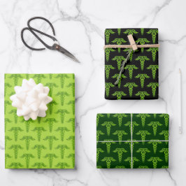 Green Celtic Knot Caduceus Geschenkpapier Set