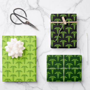 Green Celtic Knot Caduceus Geschenkpapier Set