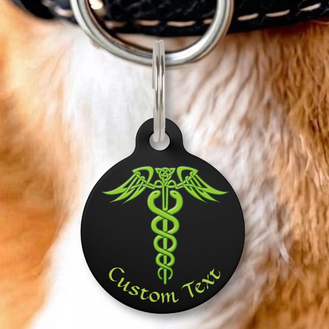 Green Celtic Knot Caduceus Haustiermarke (Von Creator hochgeladen)