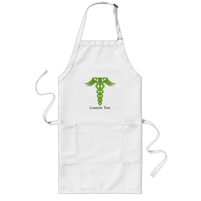 Green Celtic Knot Caduceus Lange Schürze (Vorne)