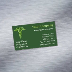 Green Celtic Knot Caduceus Magnetische Visitenkarte