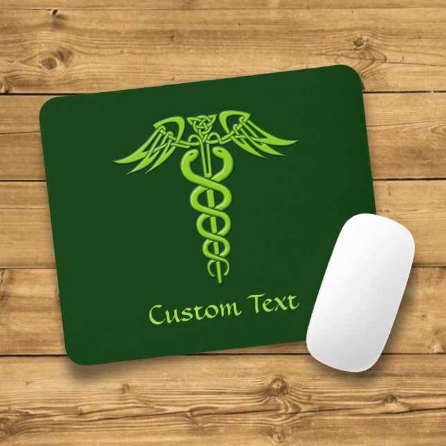 Green Celtic Knot Caduceus Mousepad (Von Creator hochgeladen)