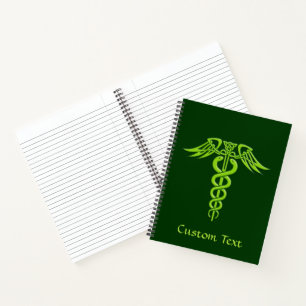 Green Celtic Knot Caduceus Notizbuch