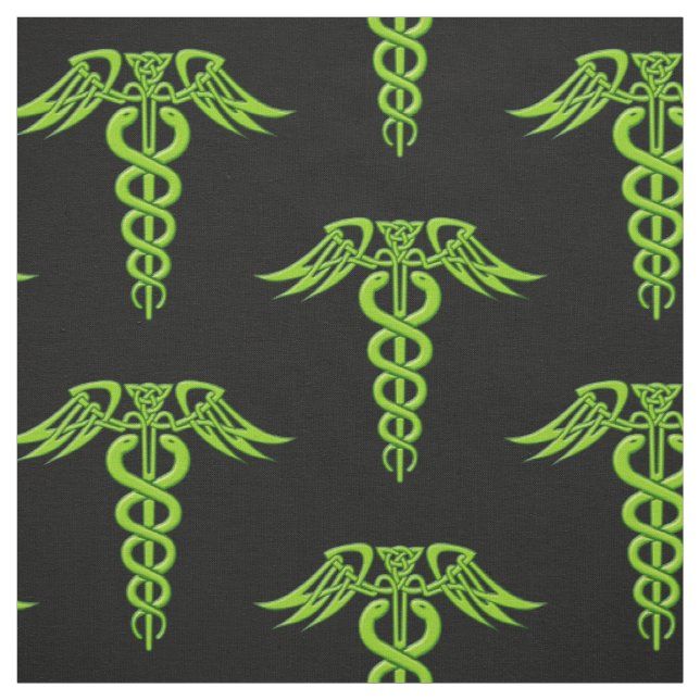 Green Celtic Knot Caduceus Stoff (Muster)