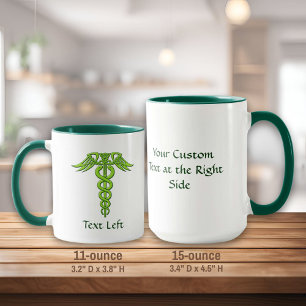 Green Celtic Knot Caduceus Tasse