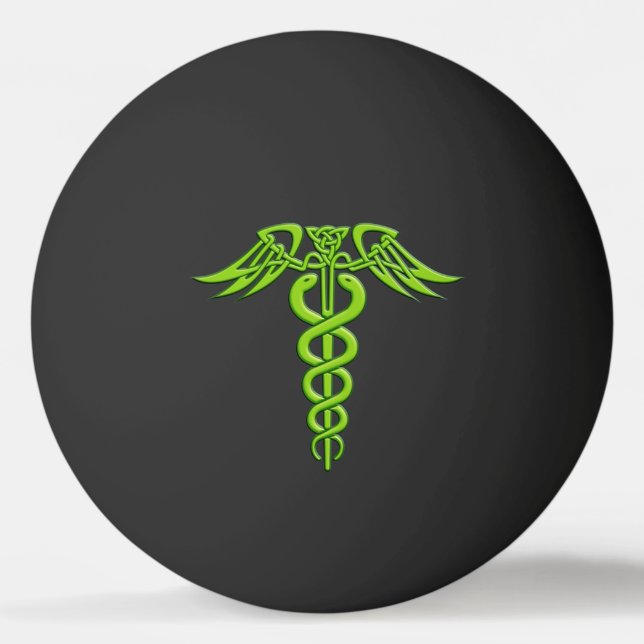 Green Celtic Knot Caduceus Tischtennisball (Vorderseite)