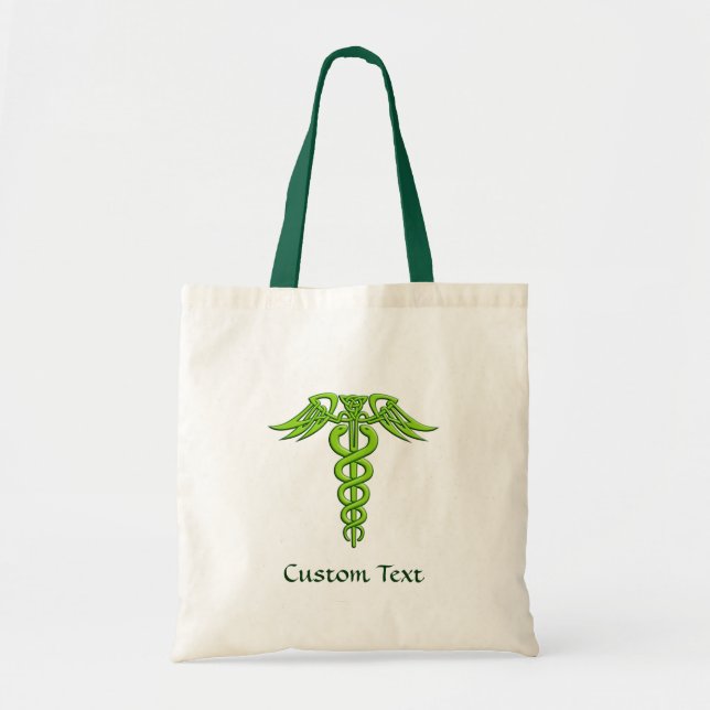 Green Celtic Knot Caduceus Tragetasche (Vorne)