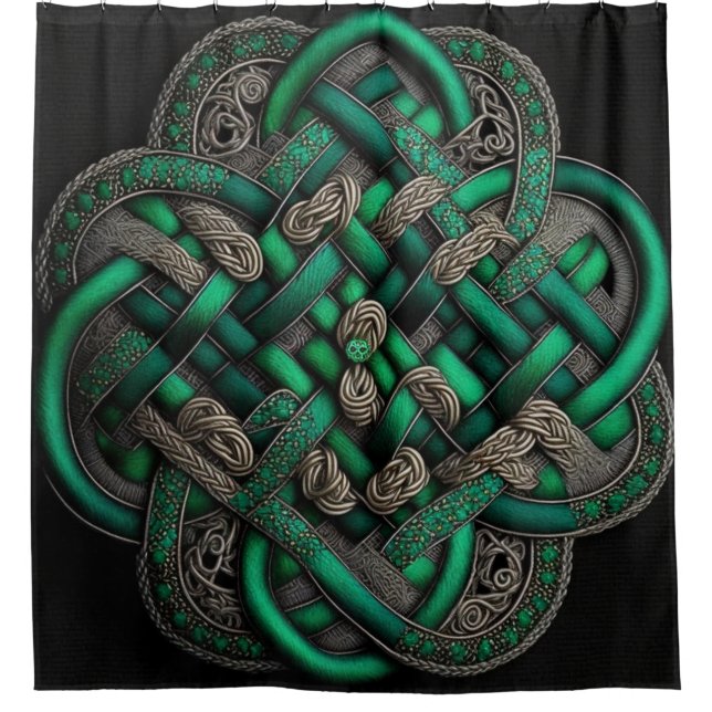 Green Celtic Knot Dusche Vorhang (Vorderseite)