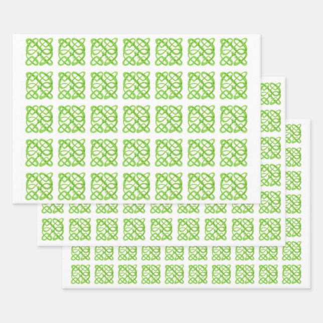 GREEN CELTIC KNOT Flat Sheet Wrapping Paper Geschenkpapier Set (Set)
