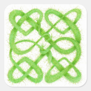 GREEN CELTIC KNOT Large Square Stickers
