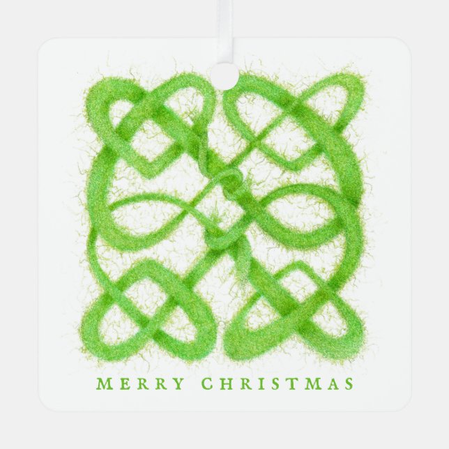 GREEN CELTIC KNOT Metal Square Ornament + Text Aus Metall (Vorderseite)