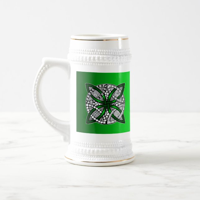 Green Celtic Knot Original Art Bierglas (Links)