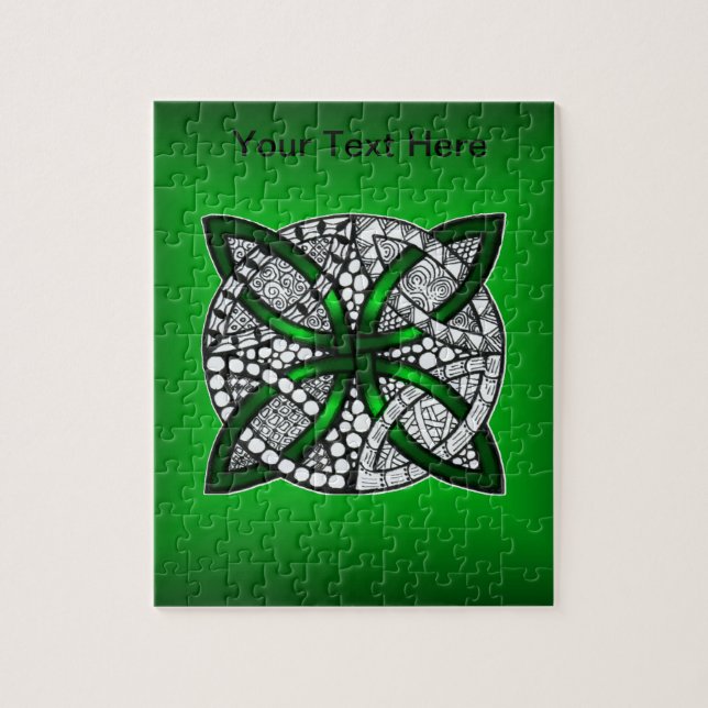 Green Celtic Knot Original Art Puzzle (Vertikal)