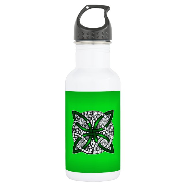 Green Celtic Knot Original Art Trinkflasche (Vorderseite)