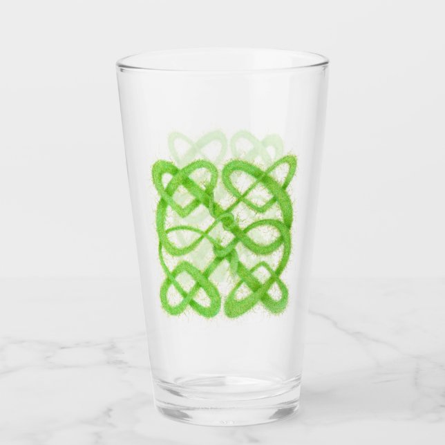 GREEN CELTIC KNOT Pint Trinkglas Glas (Vorderseite)