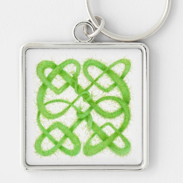 GREEN CELTIC KNOT Premium Square Schlüsselanhänger (Vorne)