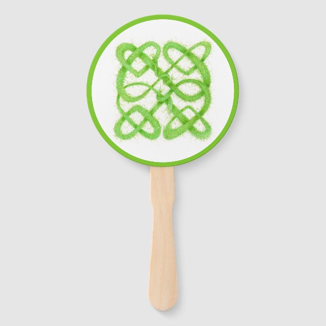 GREEN CELTIC KNOT Round Hand Fans Fächer (Vorderseite)