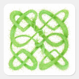 GREEN CELTIC KNOT Small Square Stickers
