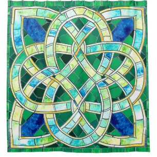 Green Celtic Knot Stone Mosaik Duschvorhang