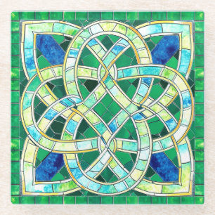 Green Celtic Knot Stone Mosaik Glasuntersetzer