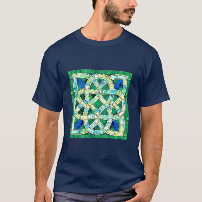 Green Celtic Knot Stone Mosaik T-Shirt (Vorderseite)