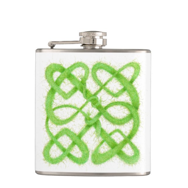 GREEN CELTIC KNOT Vinyl Wrapper Flask Flachmann (Vorderseite)