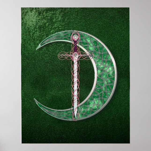 Green Celtic Moon Poster (Vorne)