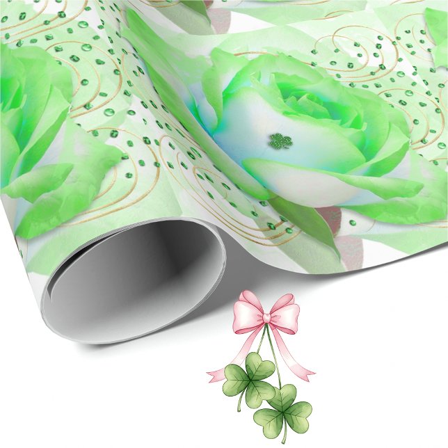 Green Celtic Rose Wrapping Paper Geschenkpapier (Von Creator hochgeladen)